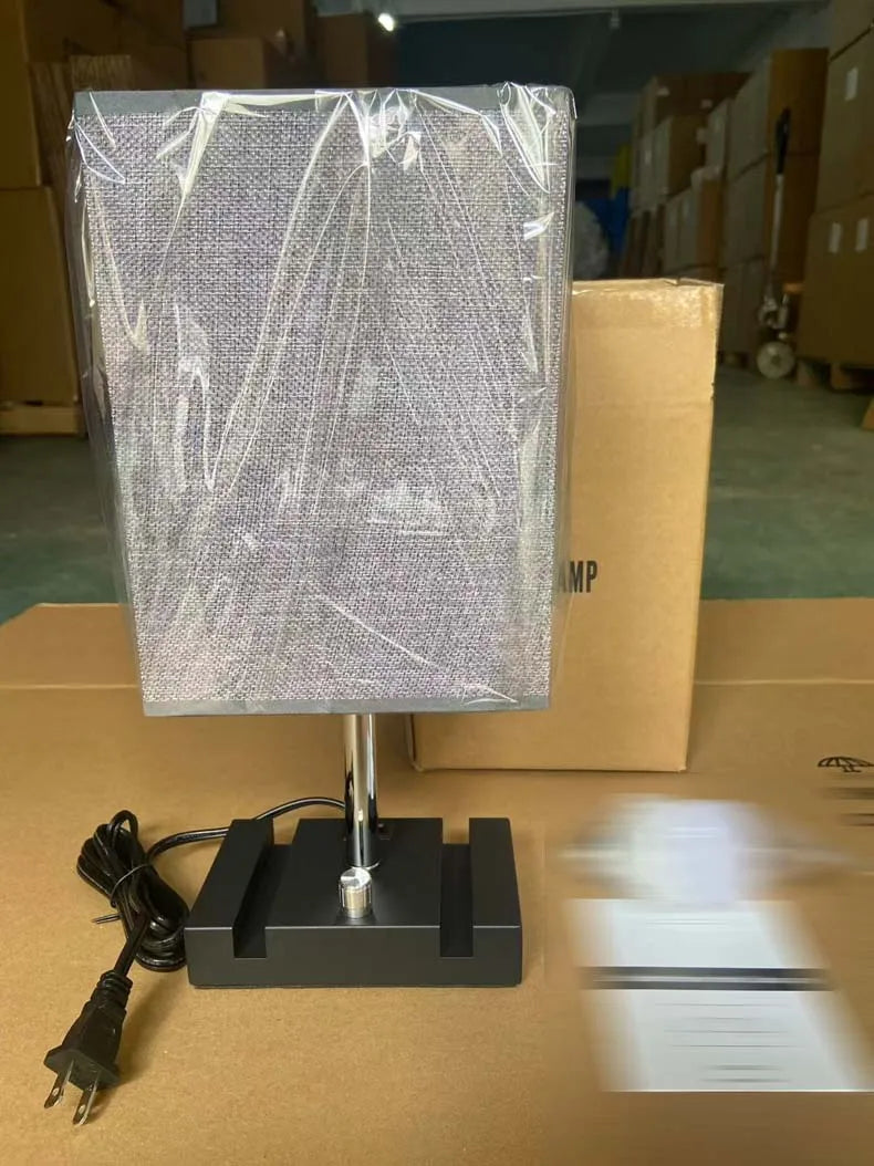 Fully Dimmable Bedside Lamps for Bedroom with Two Phone Stands,Wooden Desk Lamp for Table Living Room Reading Light Home Decor