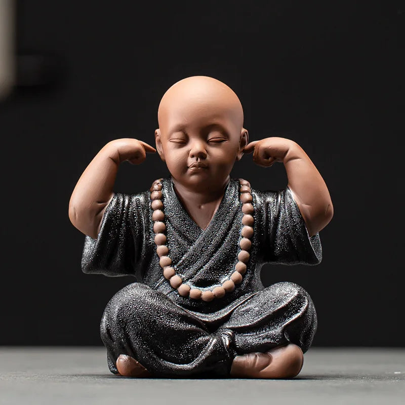 Ceramics Four Not Small Monk Statue Ceramic crafts Chinese characteristic decoration luxurious Home, Study, office accessories