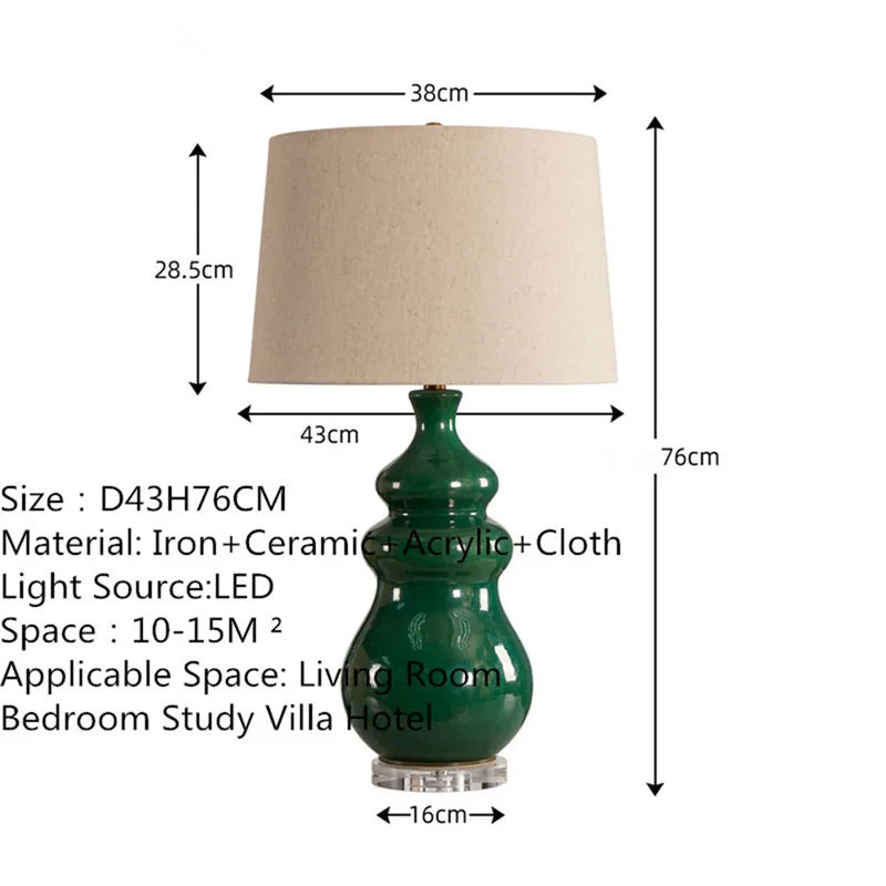 Contemporary Luxury Ceramic Table Lamp LEDAmerican Retro Creativity Living Room Bedroom Study Villa Hotel Bedside Desk Light