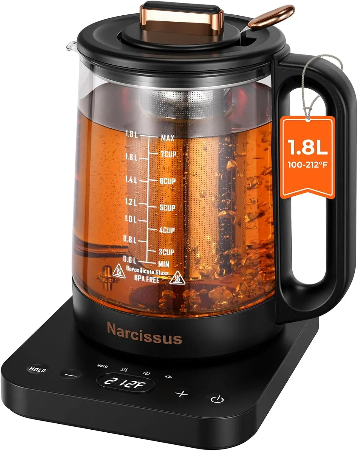 Electric Glass Kettle with Temperature Control – 1.8L