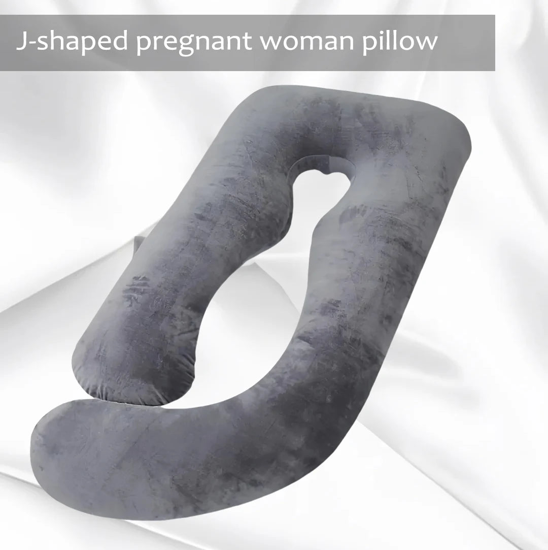 A Multi-Functional Crystal Velvet Pregnancy Pillow with Multiple Colors Available, Waist Protection Side Sleeping Pillow, Removable and Washable J-Shaped Belly Support Pregnancy Pillow, Holiday Gift
