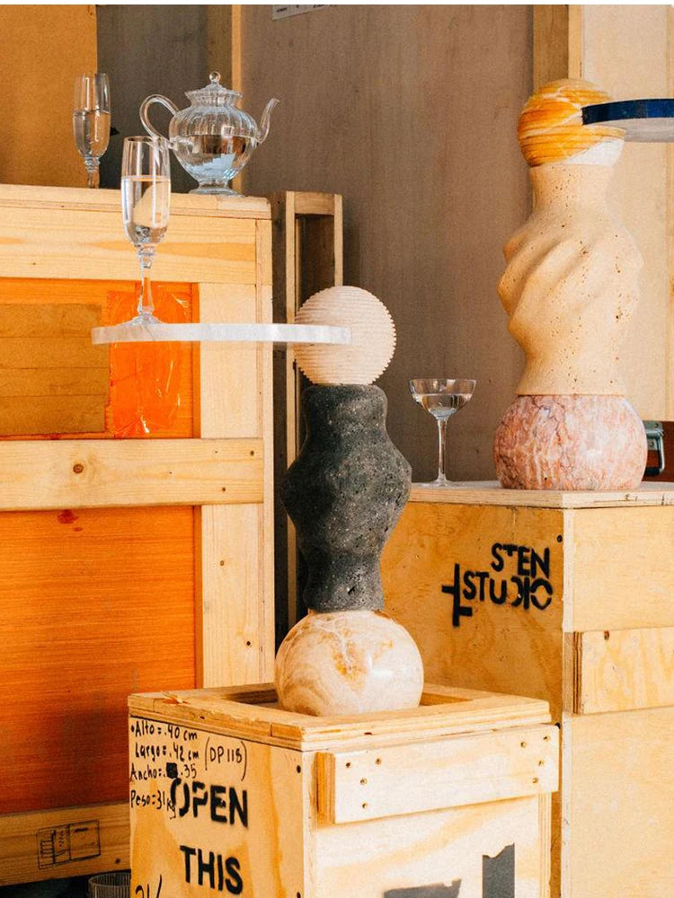 Natural marble round edge table living room high-end small coffee table coffee table