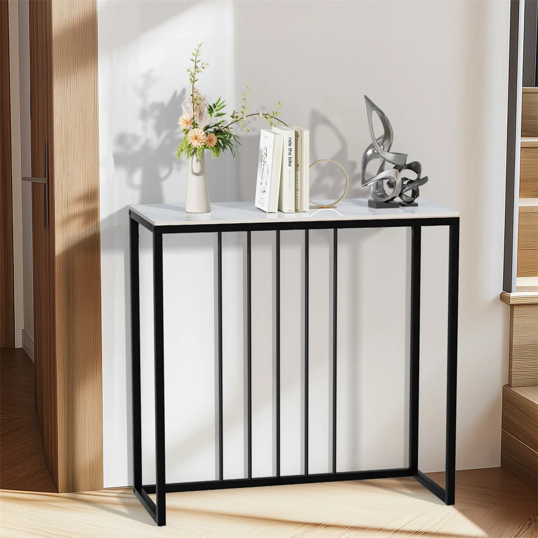 LUVODI Rectangle Console Entry Table Storage Accent Table Behind Sofa for Entryway with Black Metal Frame,