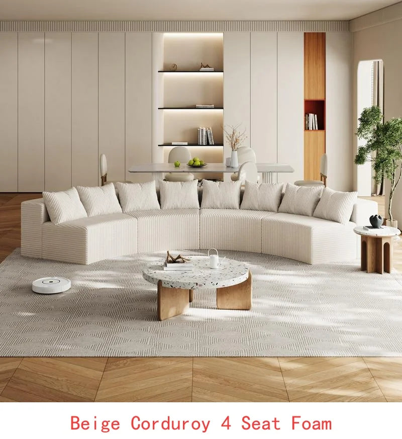 Curved Modular Sectional Foam Sofa with 12 Pillows, Semi-Circular Design for Living Room, Bedroom, Office, Leisure, Nap,