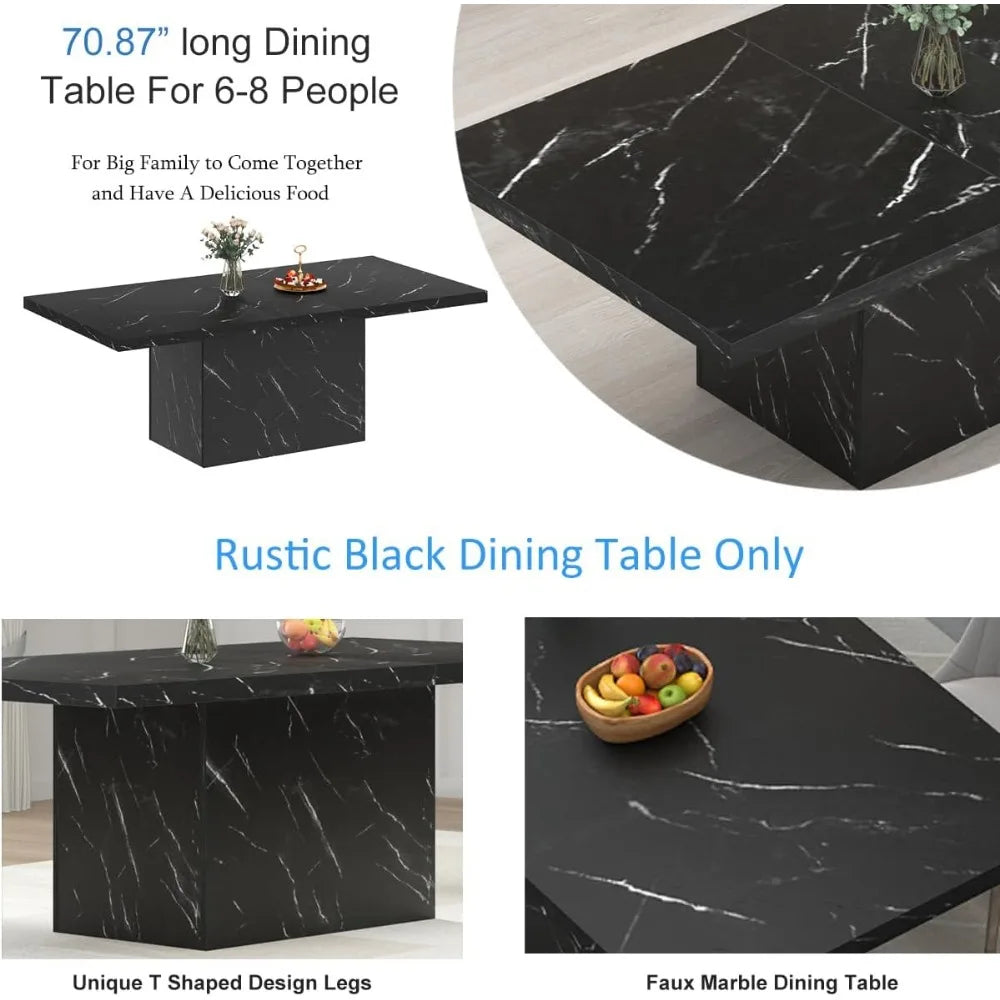 71-Inch Rectangular Faux Marble Dining Table for 6–8 – Modern Large Dining Room Table