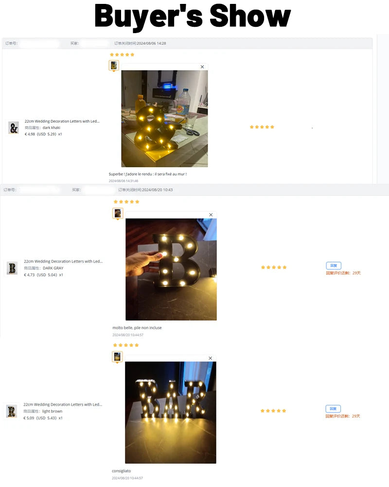 22cm Letters with Led Light Black Alphabet Letter Number Night Light Home Christmas Decoration Birthday Supplies Room Decoration