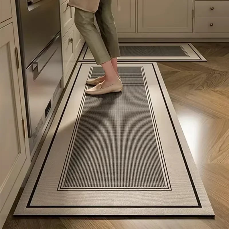 VIKAMA Modern Simple Kitchen Carpet Waterproof Rugs PVC Anti-slip Oil-proof Foot Mat Long Carpet Home Decoration