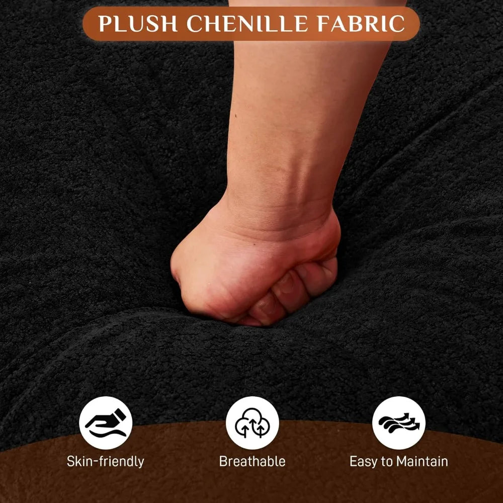 U Shape Black Cloud Sectional Couch Sofa,124" Comfy Modular Sectional Couches, Chenille Plush Cloud Sofa for Living Room