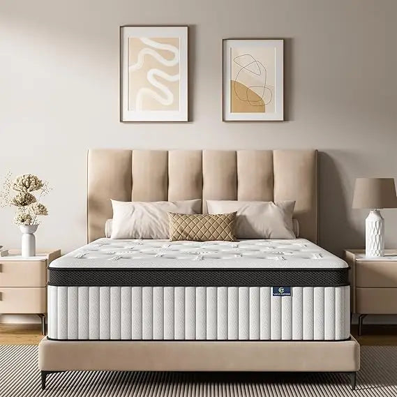 Hybrid 10-Inch Queen Mattress, Memory Foam and Pocket Coil, Breathable and Medium Firm, Fiberglass-Free