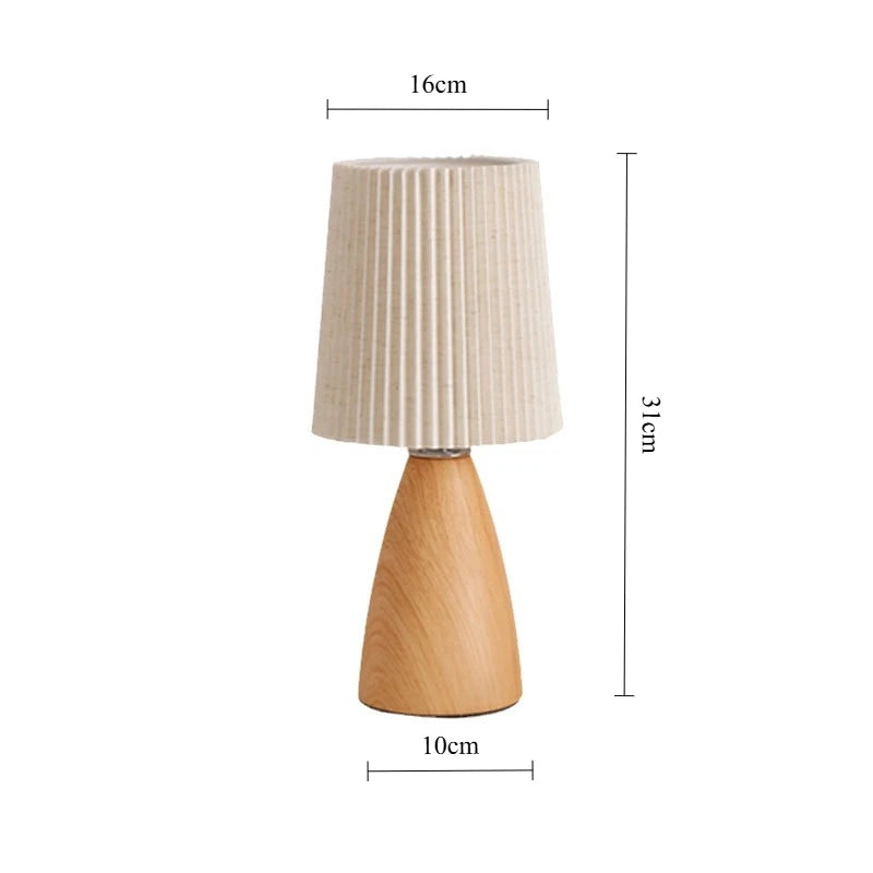 LED Table Lamp Retro Bedroom Fabric Pleated USB Study For Home Room Decor Desktop Decorative Ambiance Bedrooms Bedside Desk Lamp