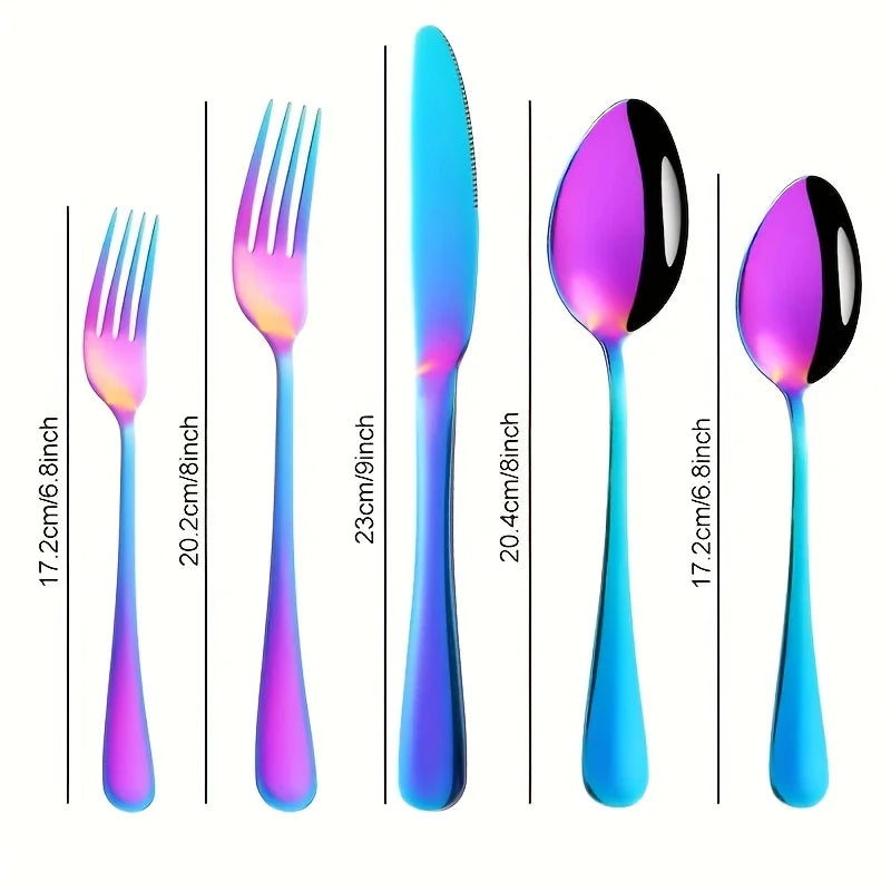 30/60pcsStainless Steel High-end Tableware Set Mirror Polished Flat Tableware Set Dishwasher Safe, Including Dinner Knife, Spoon