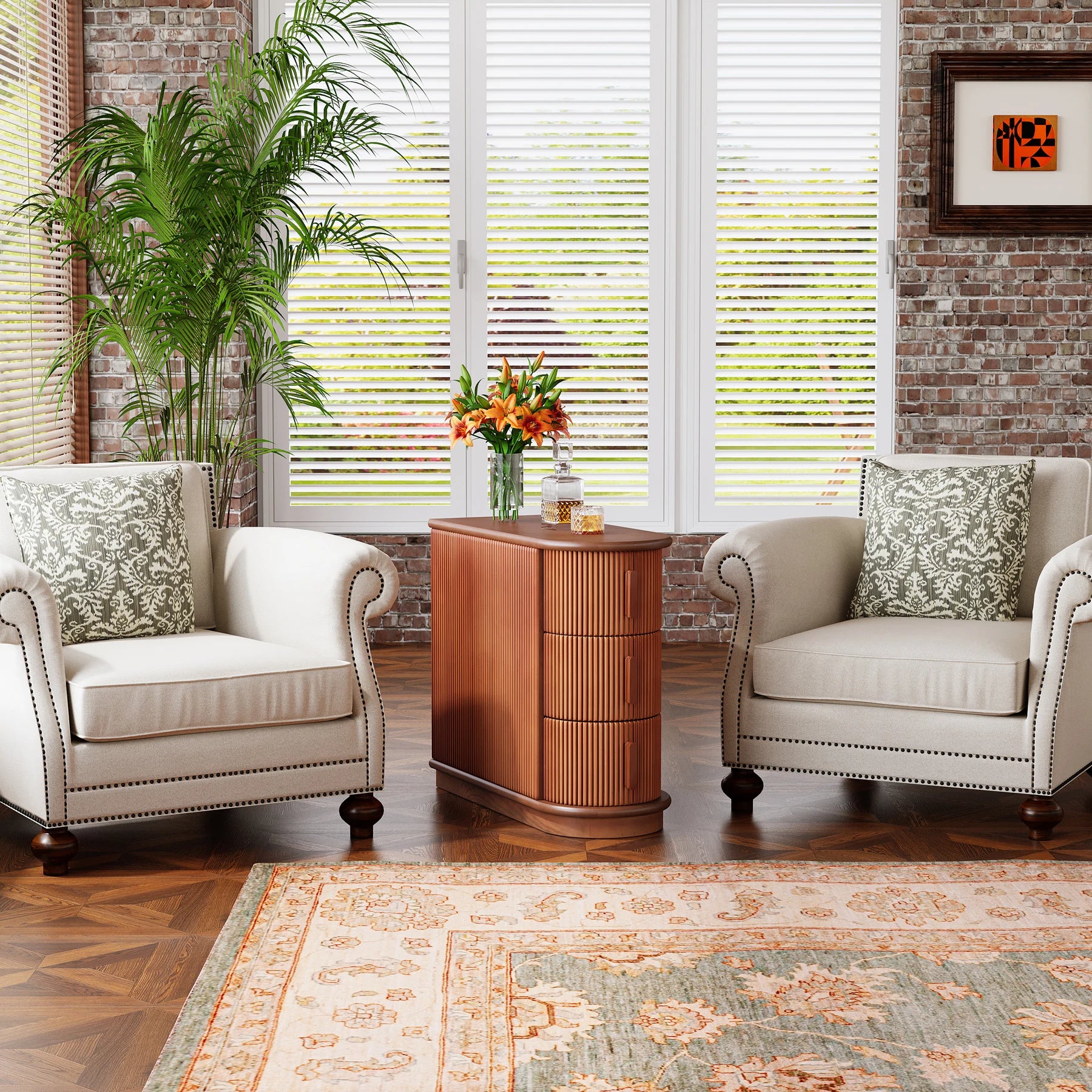 Tribesigns Solid Wood End Table, 3-Drawer Modern Sofa Side Table, No Assembly Required, Narrow Chair Side Table Slim Nightstand