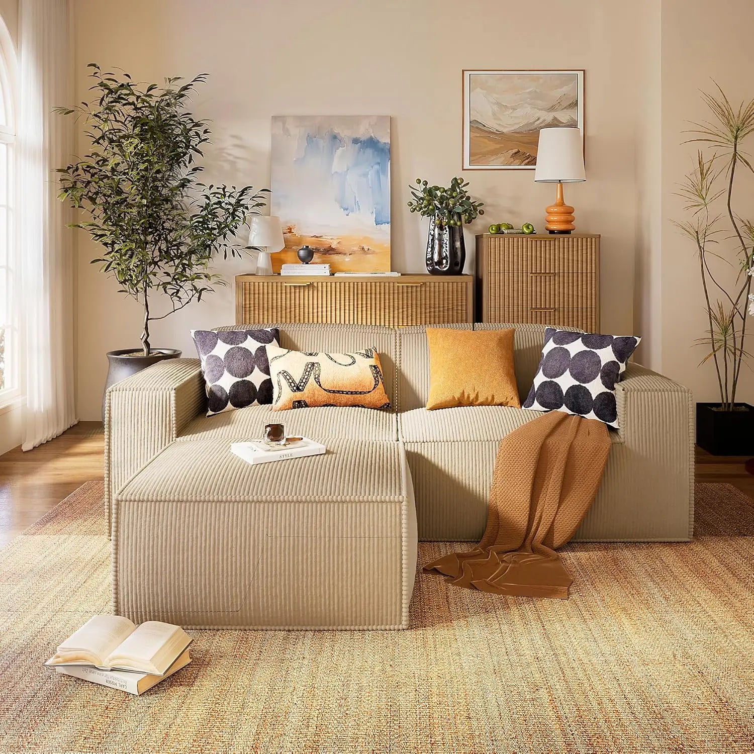 Modular Sectional Sofa, 111" L-Shaped Modular Sectional Couch with Deep Seat, Freely Combinable Sectional Clound Sofa fo