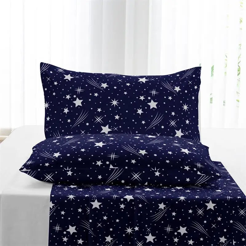 3pcs starry sky Brushed Bedding Set Queen Size Duvet Cover Pillowcase Set Skin Friendly Breathable Simple Duvet Cover Pillowcase
