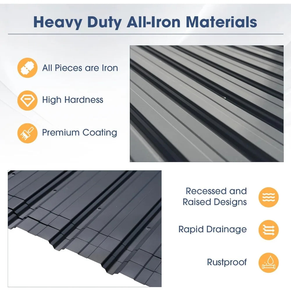 10x14 FT Patio All-Iron Gazebo,with Roof, Wall Mounted Heavy Duty Awnings,Hard Top Lean to Gazebo Pergola