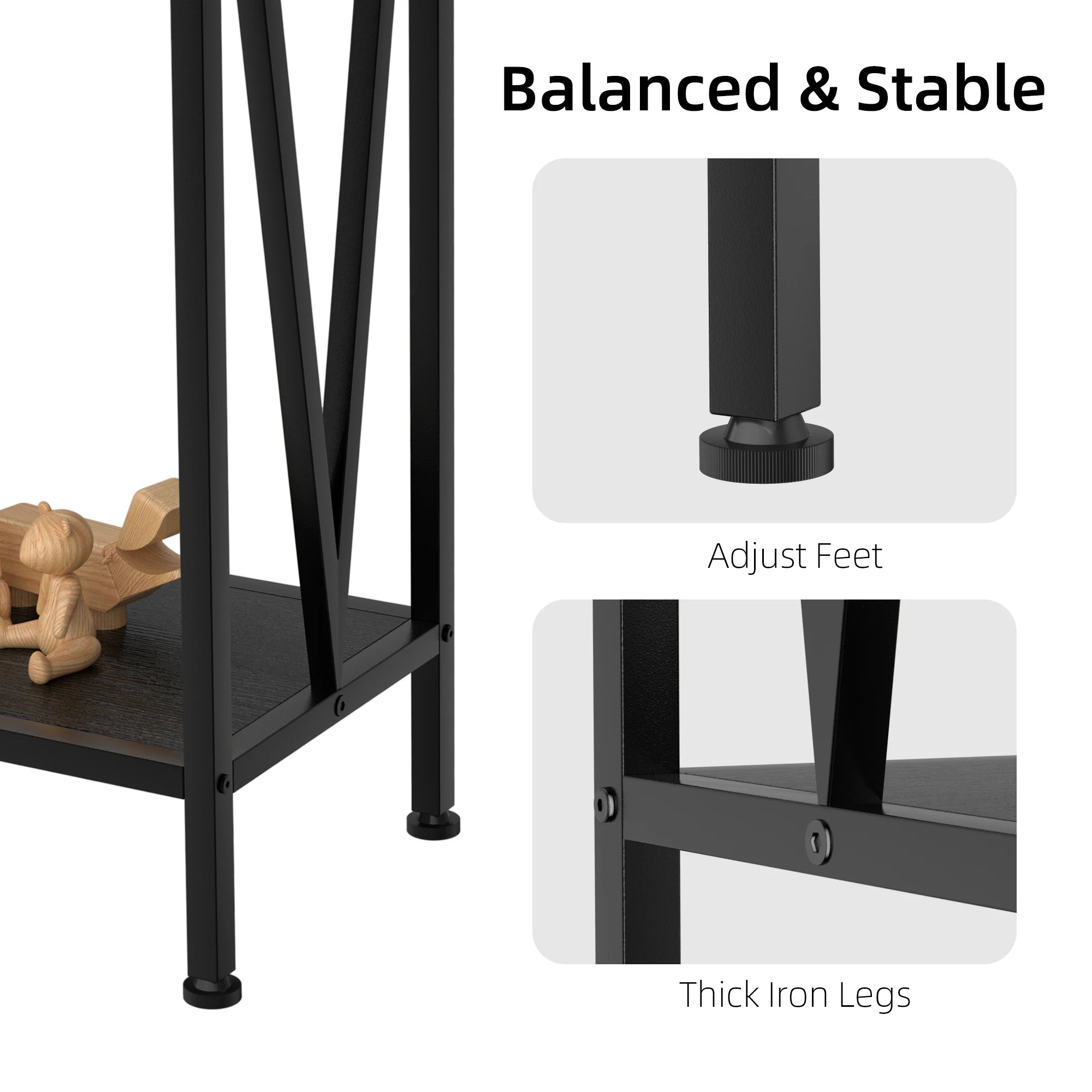 Black Narrow Console Table 2-Tier Sofa Table with Shelf for Entryway Hallway Foyer Living Room Corridor 42.9in