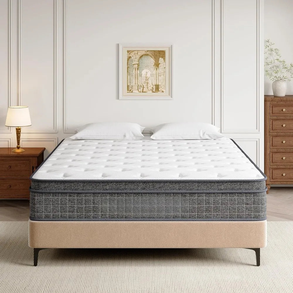 Mattress, 12 Inch Firm Hybrid  Bed Mattress in a Box with Gel Memory Foam, Individually Coil Pocket Spring Mattresses
