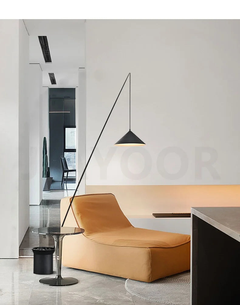 Nordic Floor Lamp Bedroom Living Room Black Standing Light Light Luxury Fishing Lamp Exhibition Hall Decoration Light LED Light