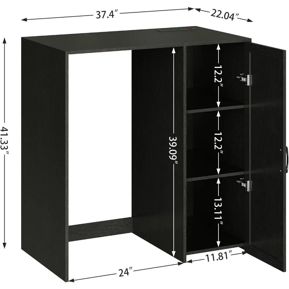 Coffee Bar Fridge Cabinet with Storage – Power Outlet & 3-Tier Organizer
