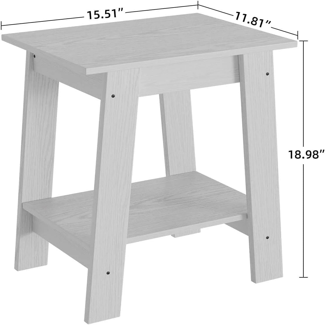 End Table, Wooden Side Table, Small Minimalist Bedside Table, Night Stand with 2-Tier Storage Shelf, Sofa Table for Small Space,