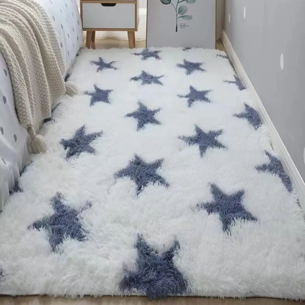 Bedside Rugs For Children's Room Cute Girls Floor Soft Mat Living Room Decoration White Fluffy Large Kids Pink Bedroom Carpet