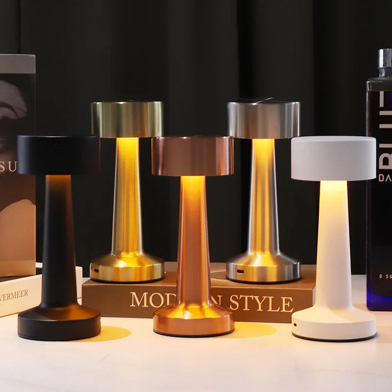 Retro Table Lamp Metal Touch Decor for Bar Coffee Table Restaurant Decoration Light Desk LED Rechargeable Night Lights Bedroom