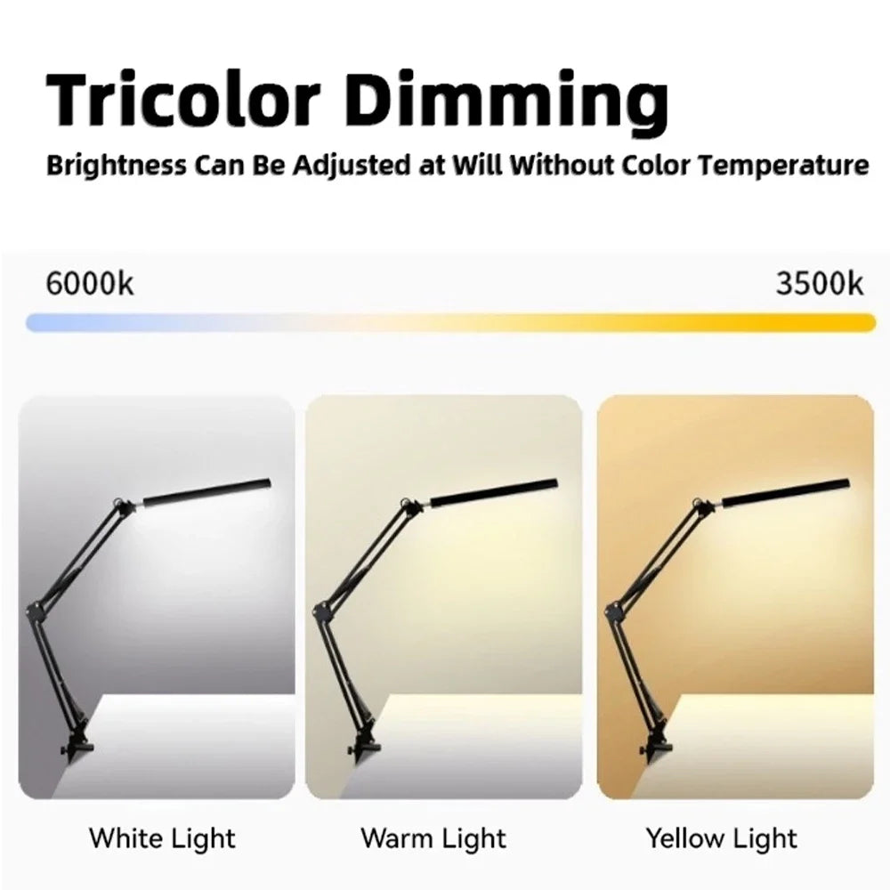3 Light Colors LED Desk Lamp Study Table Light Eye Protection Office Bedroom Lighting  Adjustable Folding Table Lamp with USB