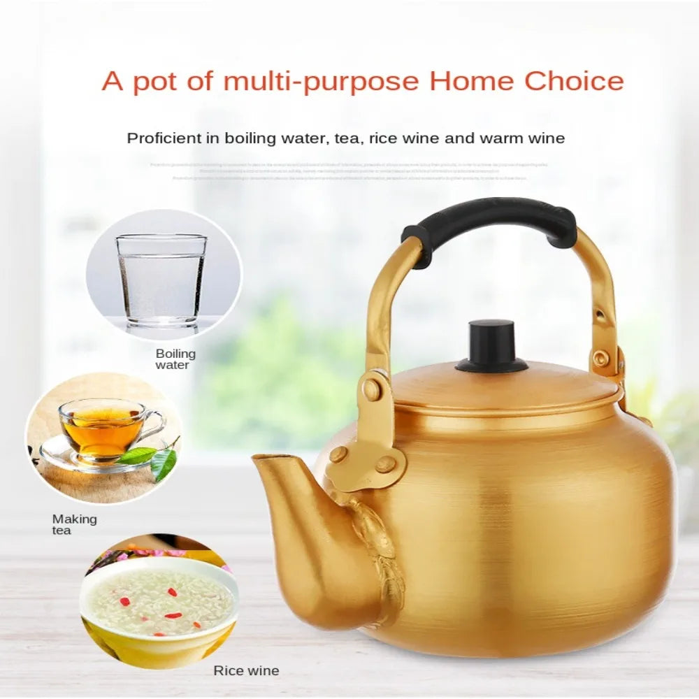 Portable Aluminum Outdoor Kettle – 0.75–4L (Gold Finish)