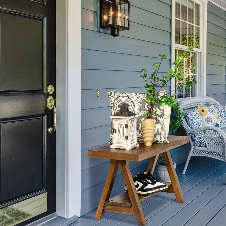 Farmhouse Wood Storage Bench – Rustic Solid Wood Indoor Bench