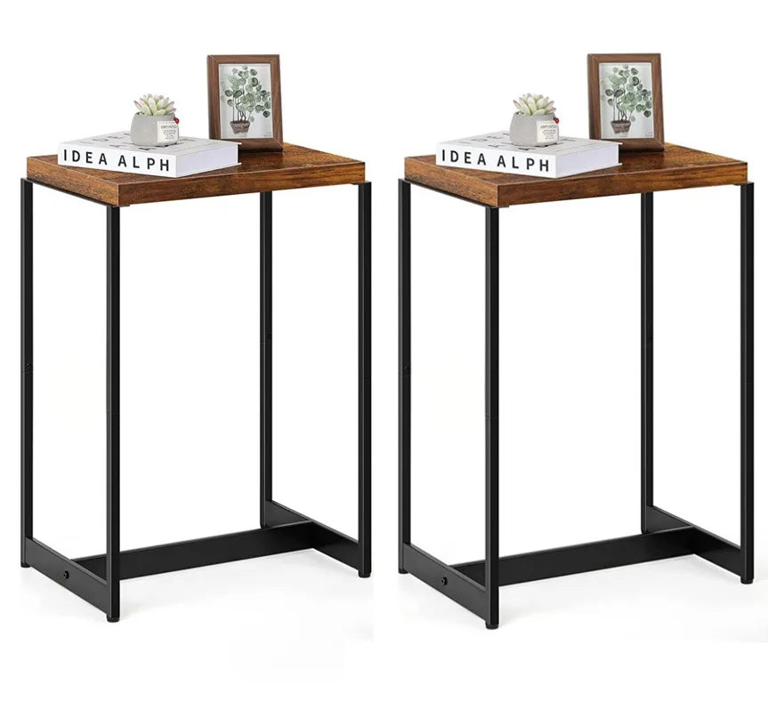 Nightstands Set of 2,2 Tier Narrow End Side Tables Bedroom with Storage Shelf,Bedside Tables for Bedroom,Living Room, Sofa Couch
