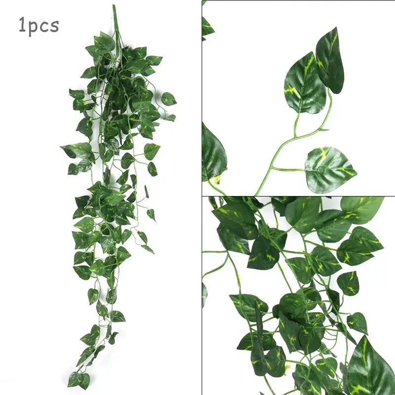 90cm Artificial Plants Creeper Green Leaves Wall Hanging Ivy Leaf Garland Home Garden Decoration Wedding Party DIY Fake Vine
