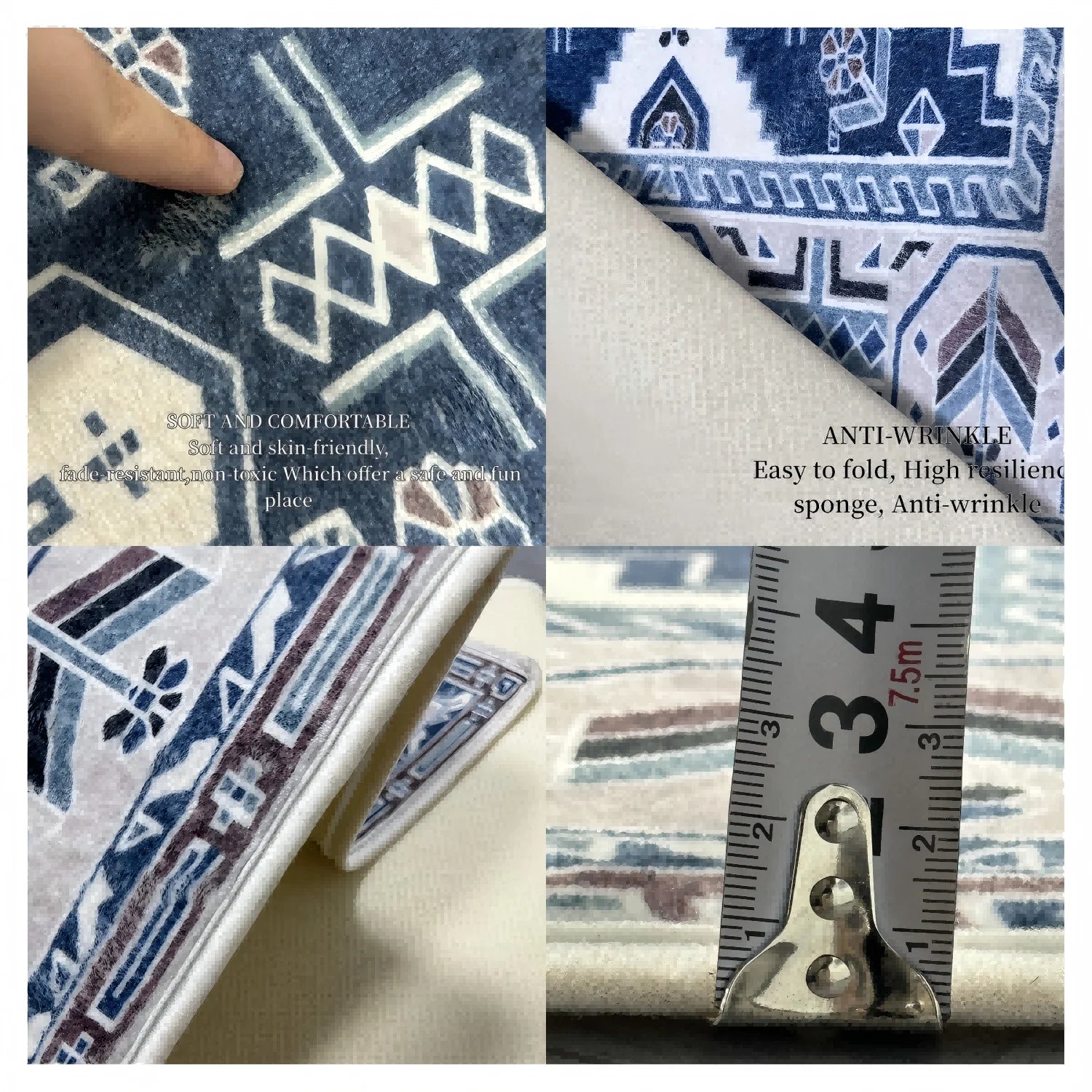 VIKAMA Rug For Bedroom Flannel Bedroom Modern Simple Multicolor Bedside Carpet Anti-Fouling Anti-Skid Bay Window Cushion