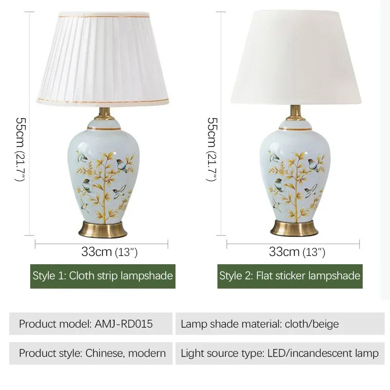 CEDRIC Contemporary ceramics Table Lamp American luxurious Living Room Bedroom  Bedside Desk Light Hotel engineering Decorative