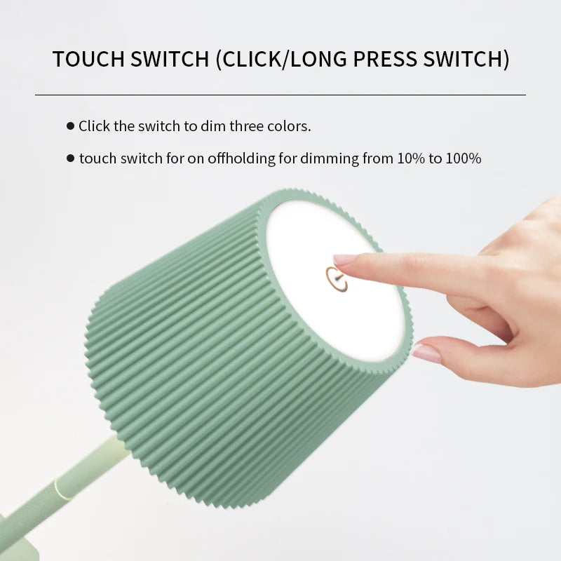 LED Touch Small Stripe Desk Lamp Rechargeable 3 Colors Desktop Night Light Creative Bedside Dining Room Decorative Lighting