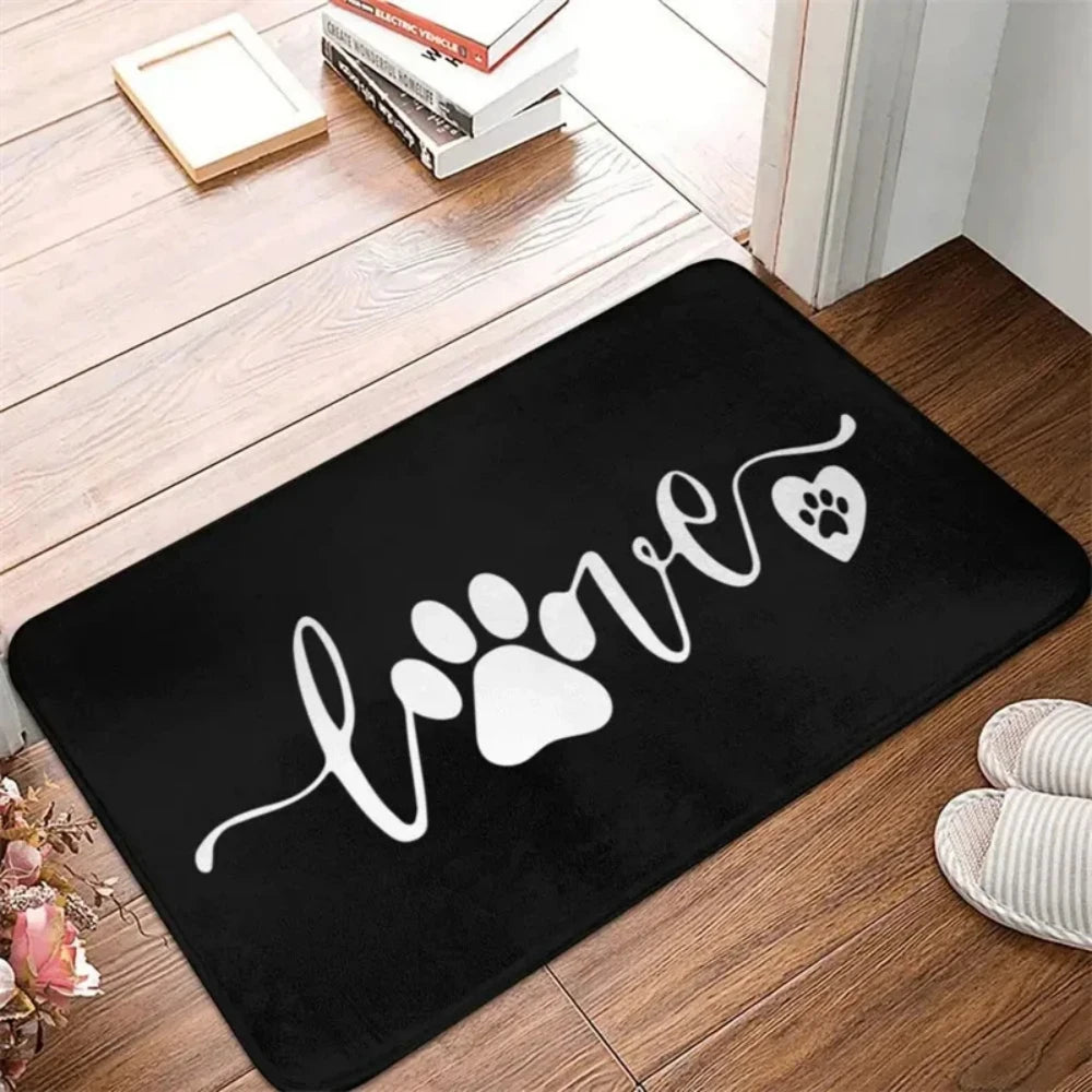 Cute Dog Paw Theme Welcome Rug Doormat Washable Floor Mat for Hallway Living Room Bedroom Entryway Dog-loving Family Decor