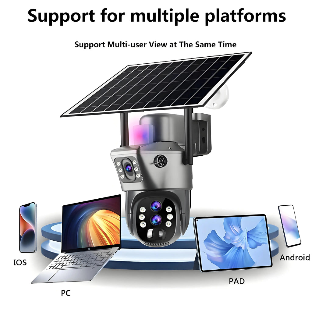 4G SIM Solar Security Camera – 12MP 6K Triple Lens PTZ (10× Zoom)