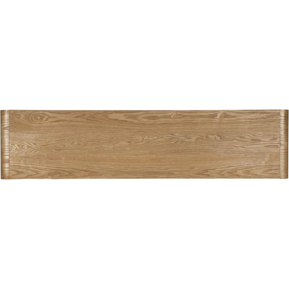 Modern Fluted Console Table with 3- Drawer, Rustic Farmhouse Entryway Table, Round Edge Sofa Table Design with Vertical Slats fo