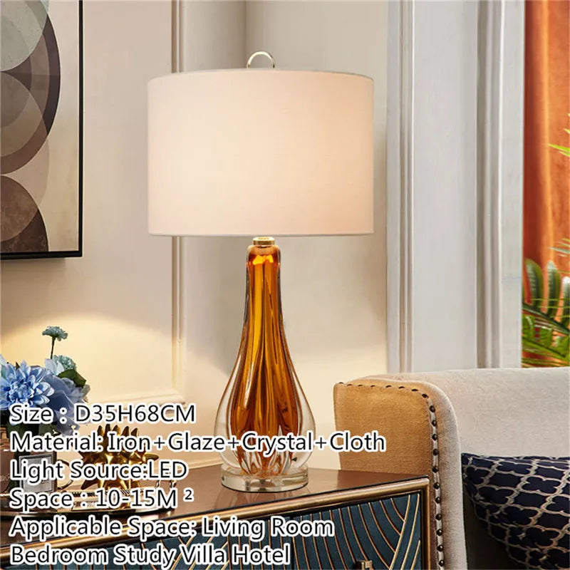 Contemporary Luxury Table Lamp LED American Creativity Living Room Bedroom Study Villa Hotel Bedside Household Desk Light