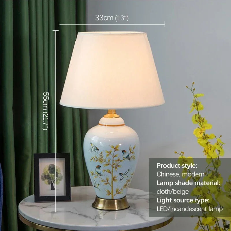 CEDRIC Contemporary ceramics Table Lamp American luxurious Living Room Bedroom  Bedside Desk Light Hotel engineering Decorative