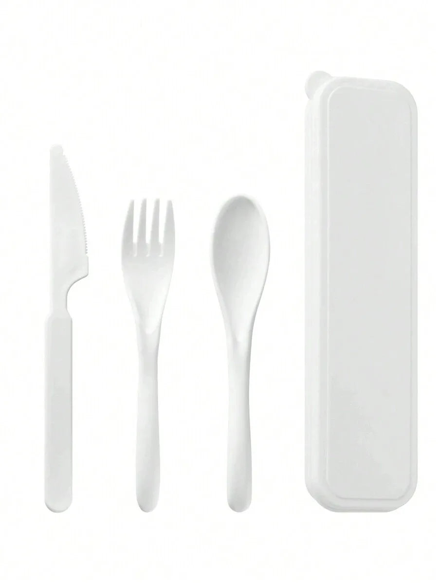 1pcs Plastic knife, fork and spoon cutlery set, reusable, portable cutlery, suitable for school, outdoor, camping, office
