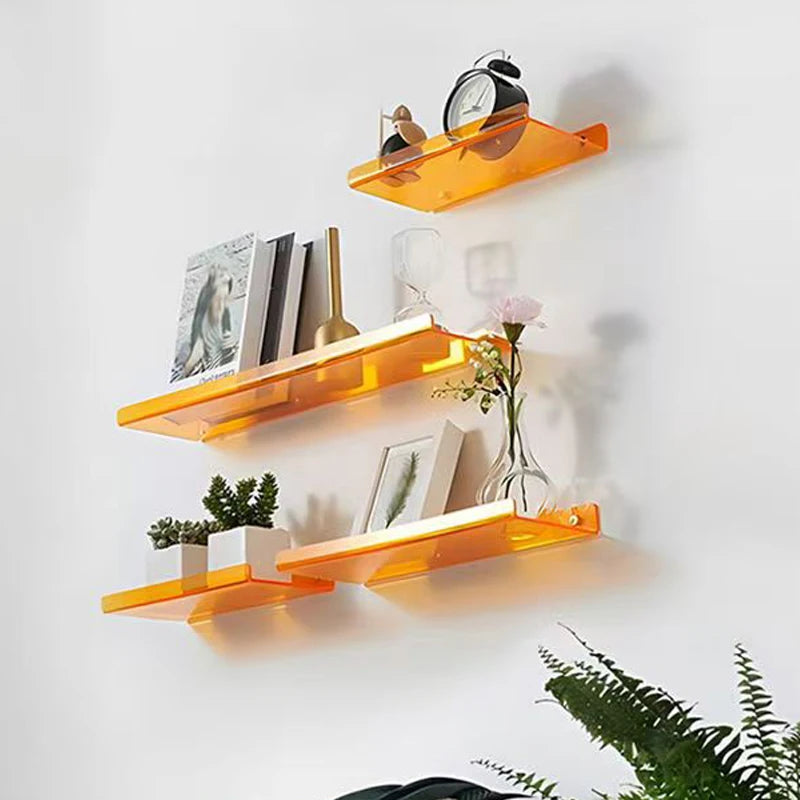 Colour Invisible Acrylic Floating Shelves Wall Mounted Bookshelf Corner Display Shelf Storage Rack for Room Bathroom Kitchen
