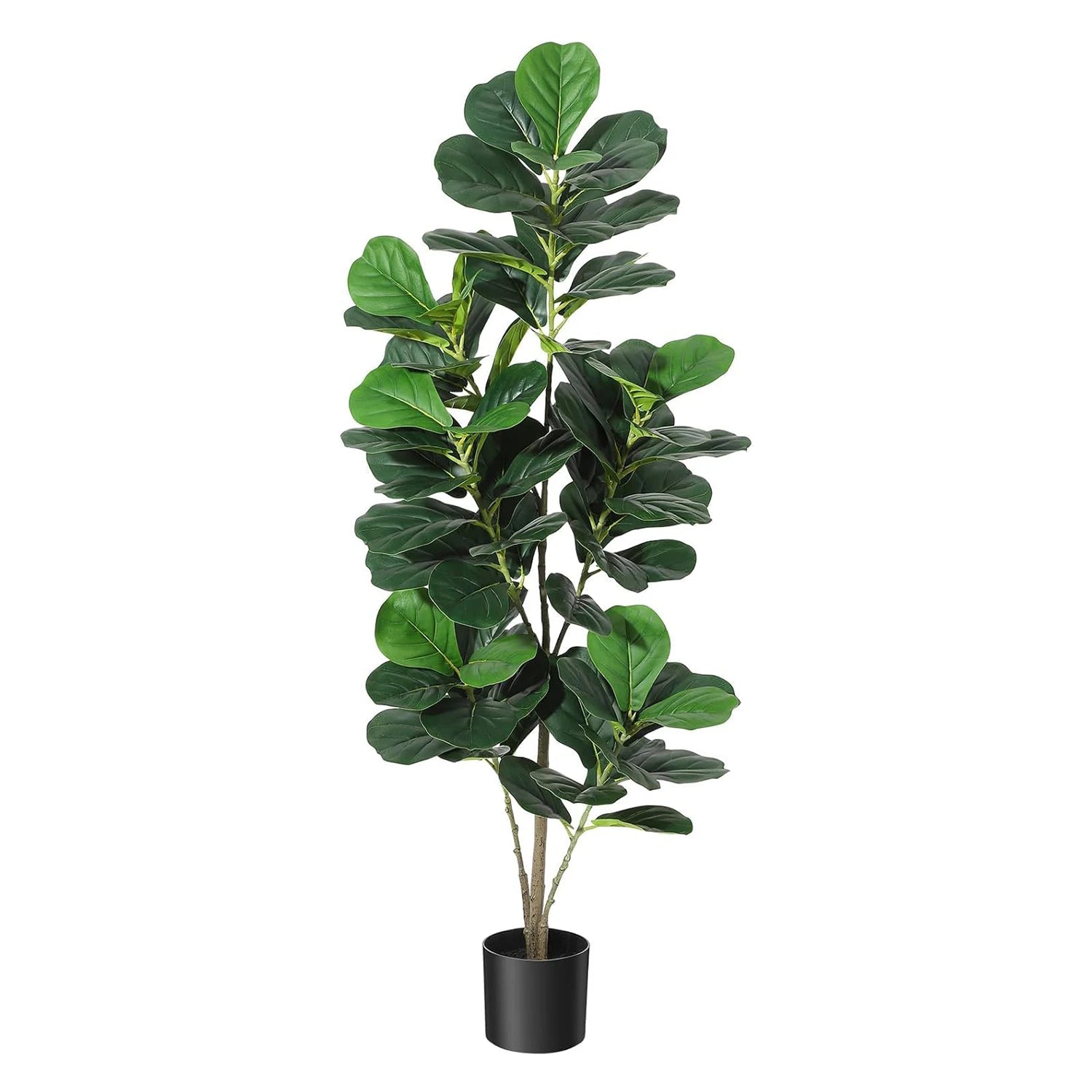 Artificial Fiddle Leaf Fig Tree Large Faux Plant Tree with Black Planter Pot Fake Potted for Indoor Outdoor Home Office Decor