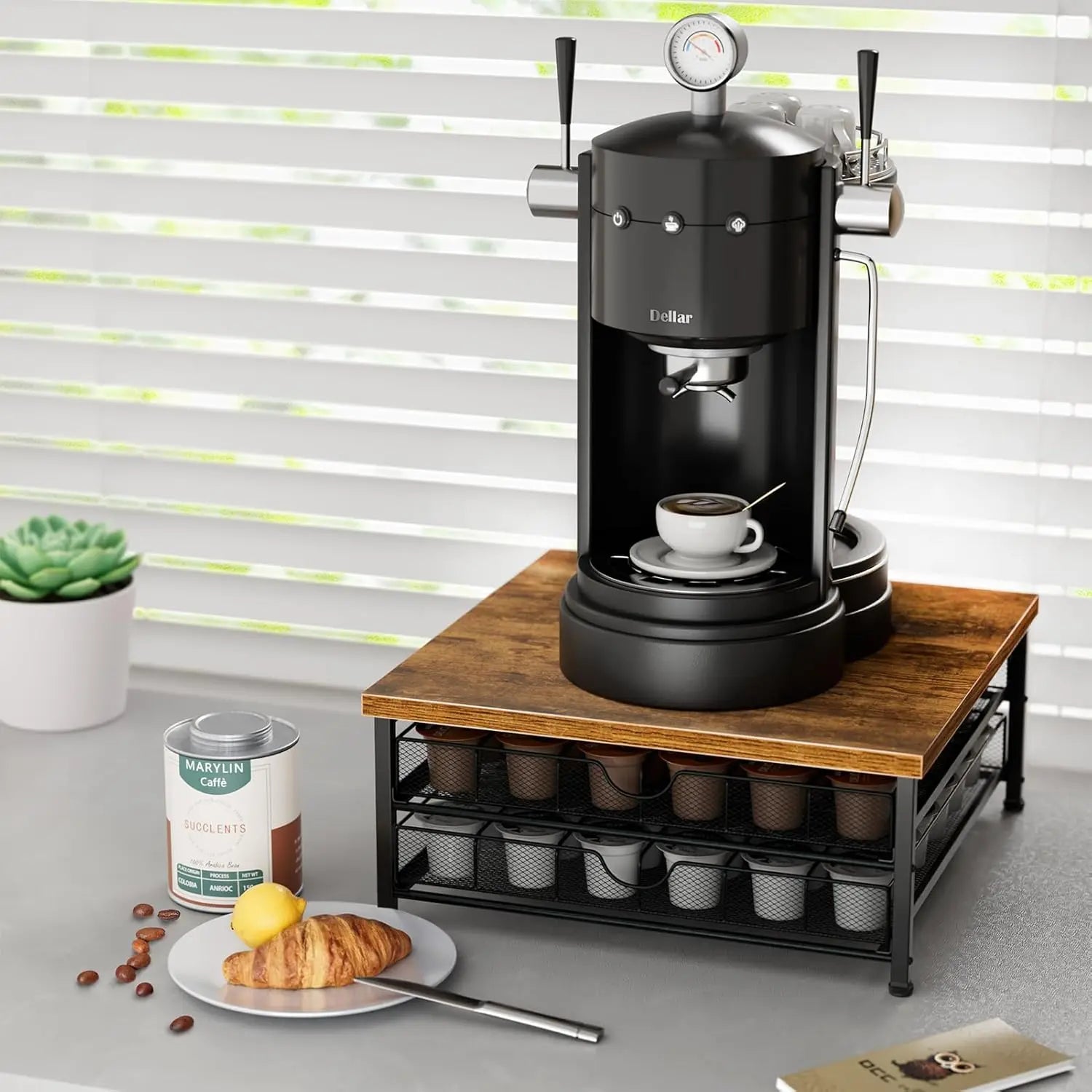 72-Capacity Coffee Pod Holder, 2-Tier Sliding Drawer Organizer for K-Cup, Black