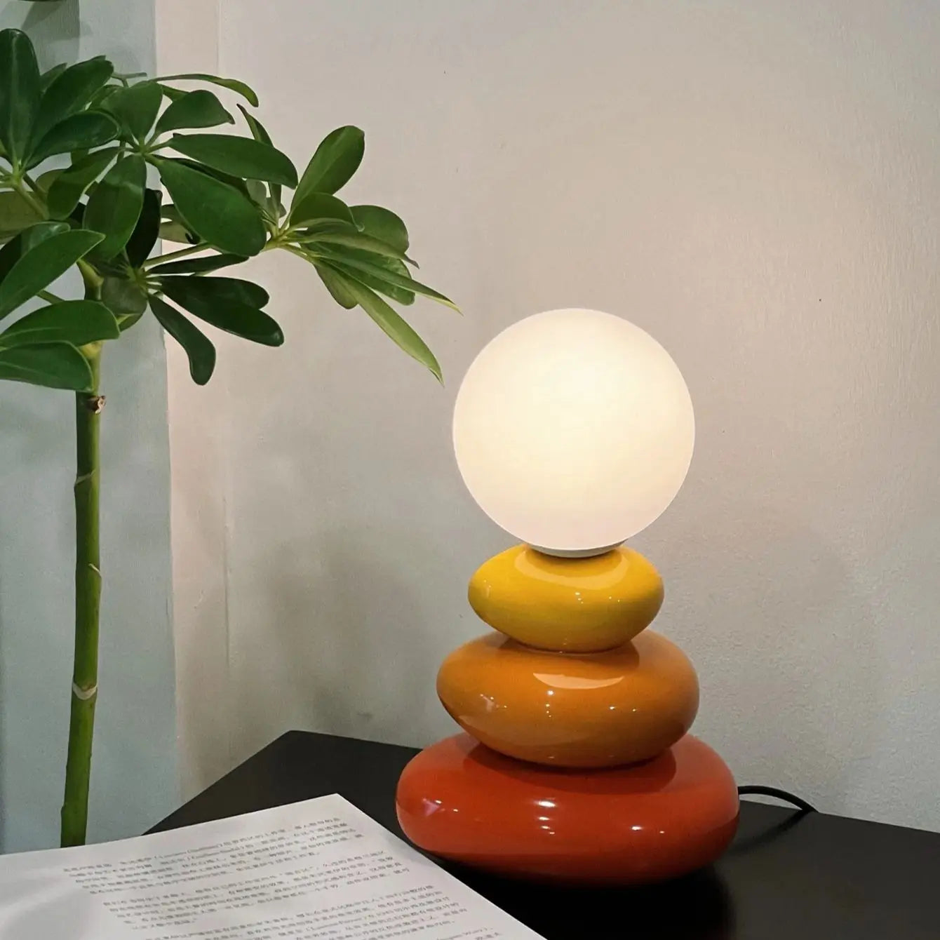 LED Colorful ceramics led table lamp for bedroom desk Mood light Lamp bedside table moon stromatolite Room decorating items