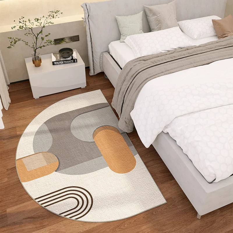VIKAMA Simple Lines Semi-Circular Carpet Durable And Easy To Clean Home Bedroom Bedside Rug Entrance Doormat Home Decor