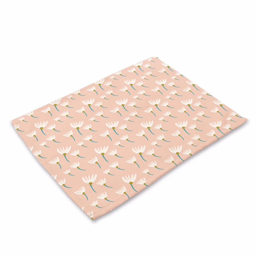 Bohemian Floral Pattern Placemat Kitchen Decor Cotton Linen Boho Dining Table Mats Coaster Pad Bowl Coffee Cup Mat 40X30cm