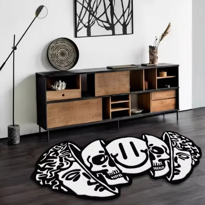 VIKAMA American Carpet Halloween Decoration Creative Skull Pattern Carpet Soft Unique Living Room Bedroom Door Mat Home Decorati