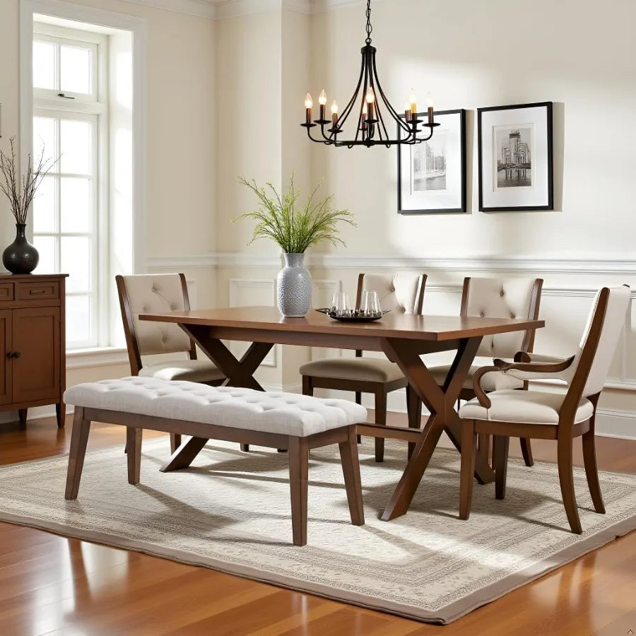 Upholstered End-of-Bed Bench – Button-Tufted Ottoman Dining Seat