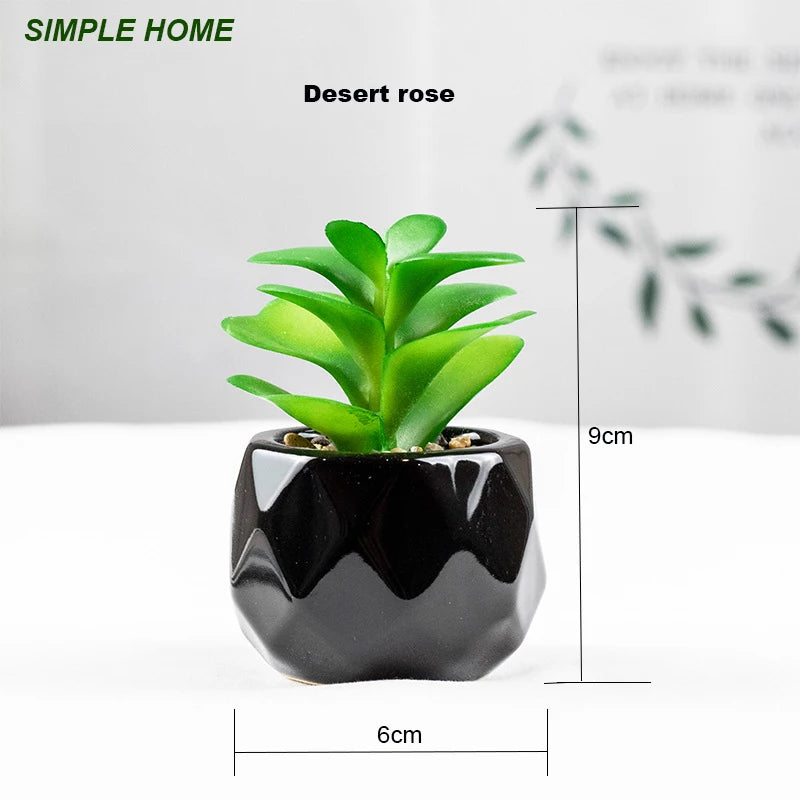 Artificial Succulent Bonsai Plants With Pottery Pot For Room Decoration Office Table Home Garden Decor