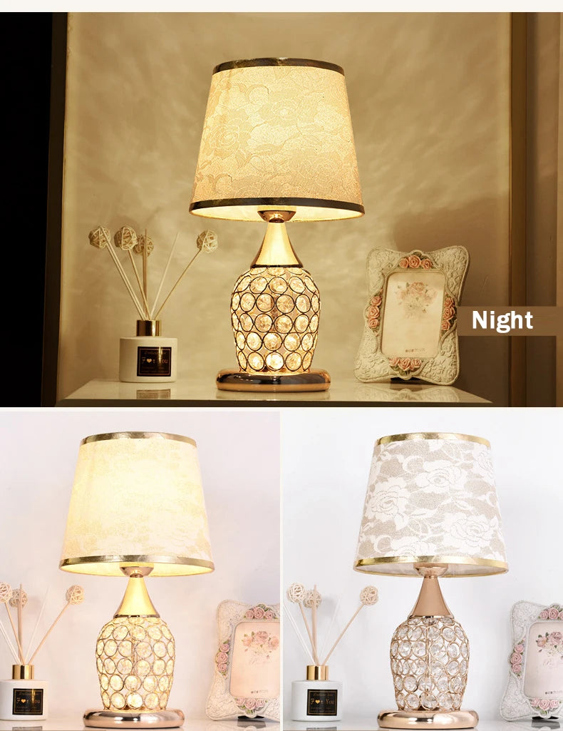 European-Style Crystal Table Lamp Ins Simple Modern Bedroom Warm Romantic Fashion Creative Decorative Bedside Lamp